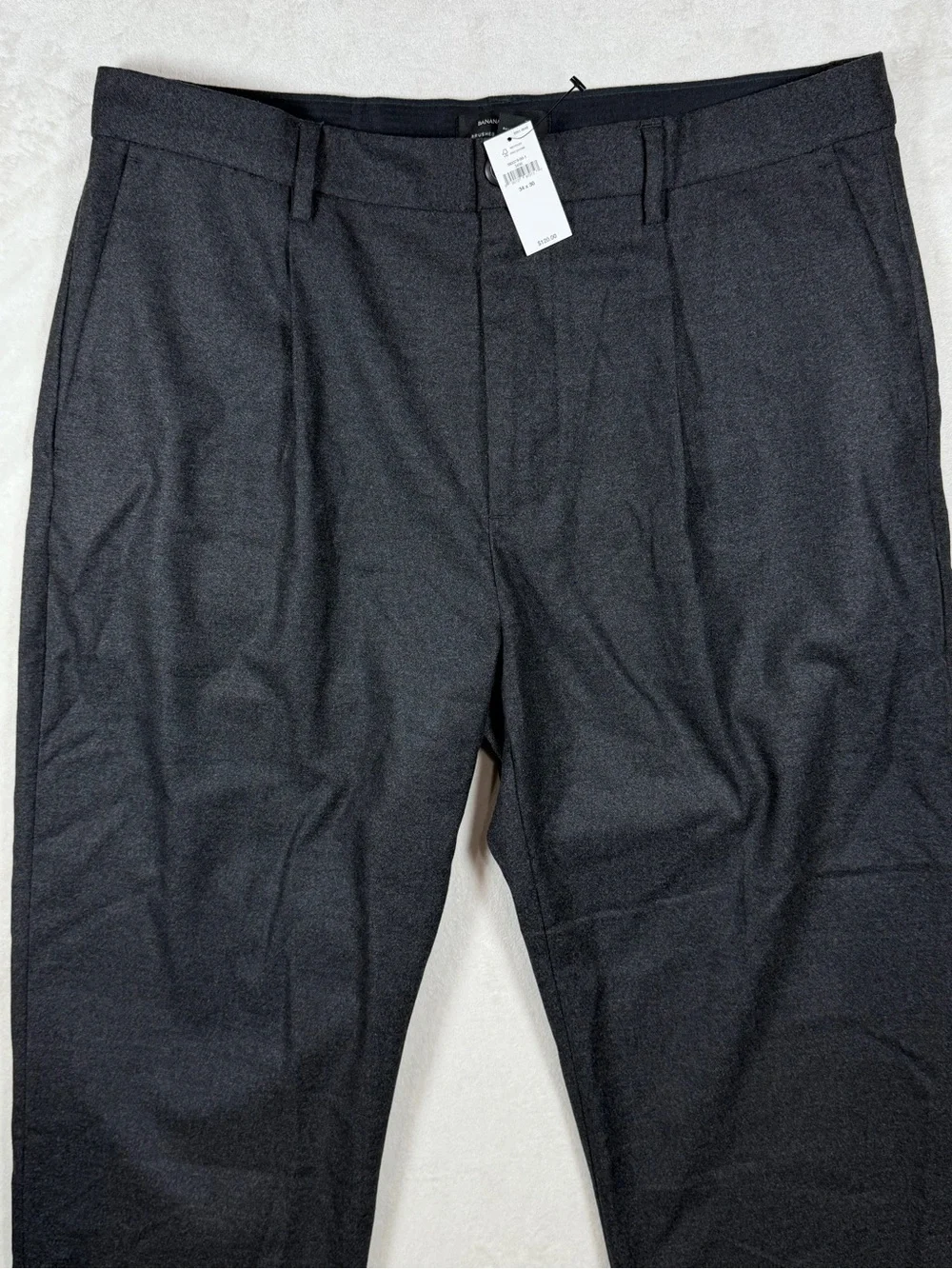 NWT Banana Republic 34W 27L Brushed Pleated Men's Black Dress Trousers